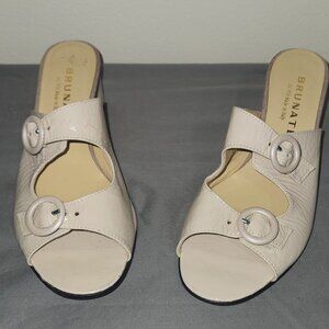 Brunate Nude Italian Mid Heel Slip On Size 8.5
